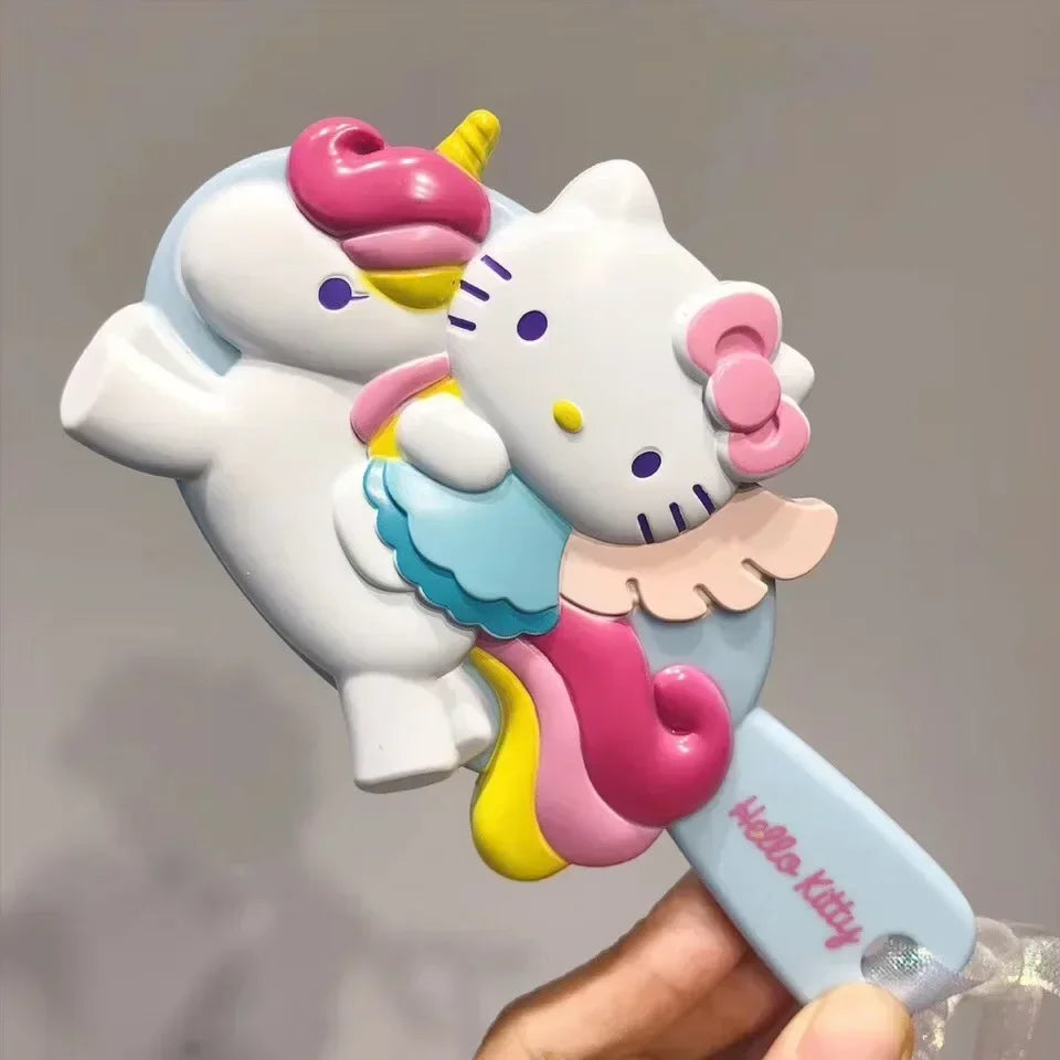 kawaii Hello Kitty Comb Handmake Full Diamonds Anime Massage Comb Curly Hair Straight Cute Makeup Diamond-Embedded for girls
