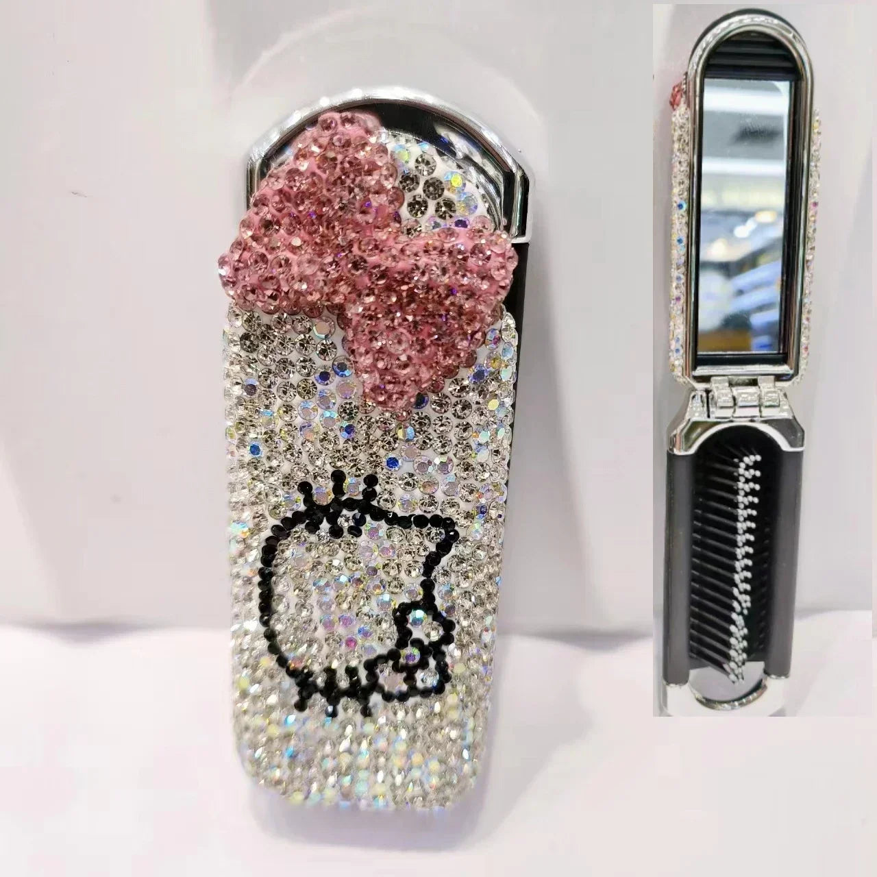 kawaii Hello Kitty Comb Handmake Full Diamonds Anime Massage Comb Curly Hair Straight Cute Makeup Diamond-Embedded for girls