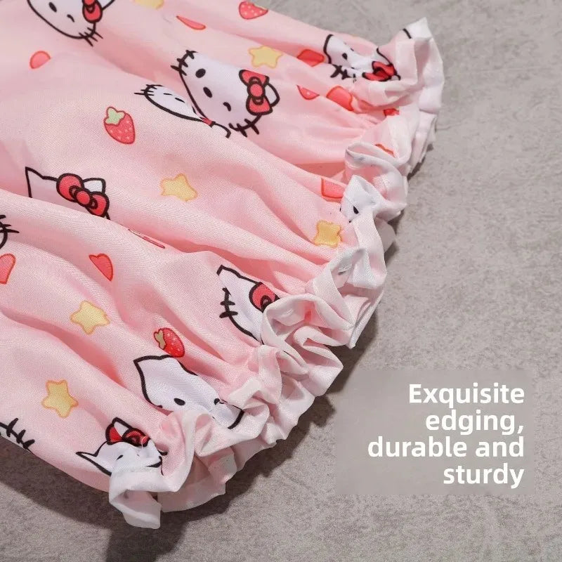 Hello Kitty Printed Double Layer Waterproof Shower Cap Cute Cartoon Reusable Shower Cap Women's Shampoo Travel Daily Use Gift