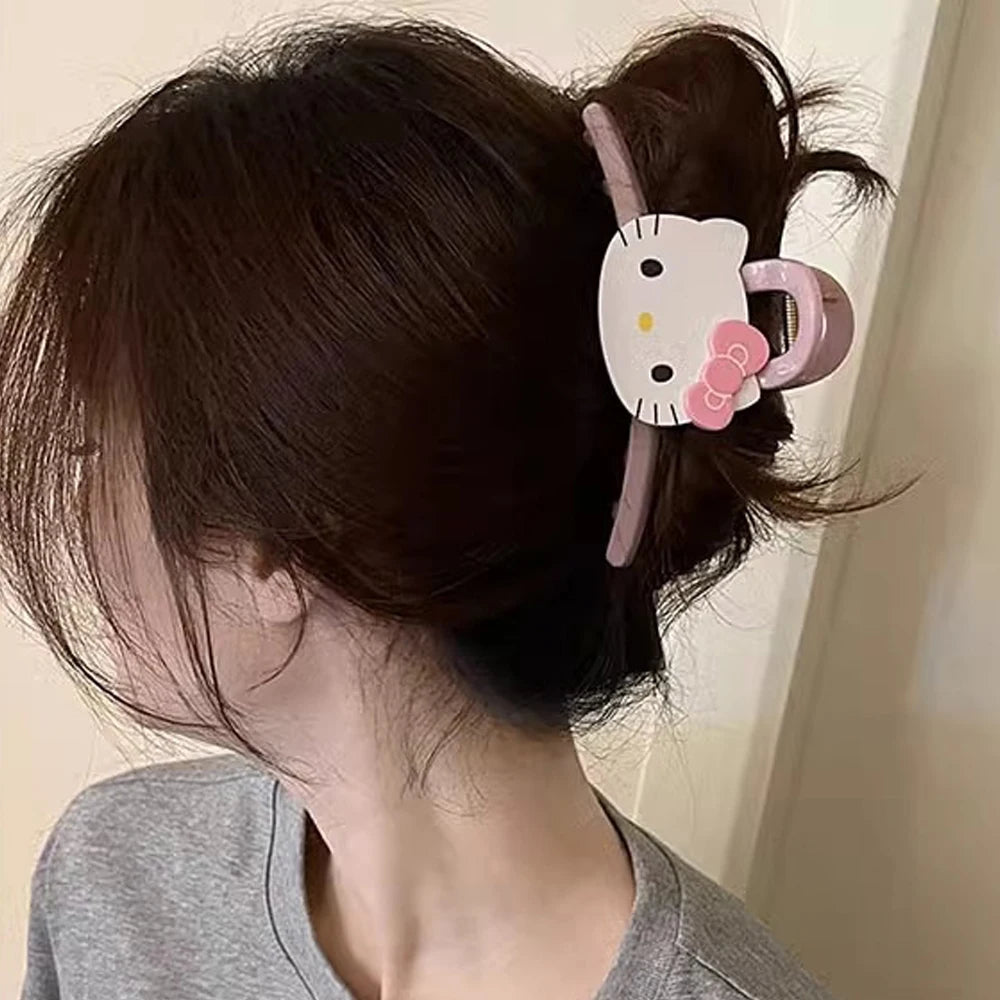 INS Style Sanrio Kitty Sanrio Hair Clip Korean Cartoon Large Hair Claw Headdress Accessory Clamp Girls Birthday Gift kawaii