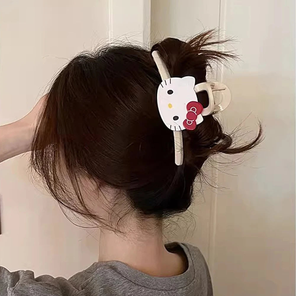 INS Style Sanrio Kitty Sanrio Hair Clip Korean Cartoon Large Hair Claw Headdress Accessory Clamp Girls Birthday Gift kawaii