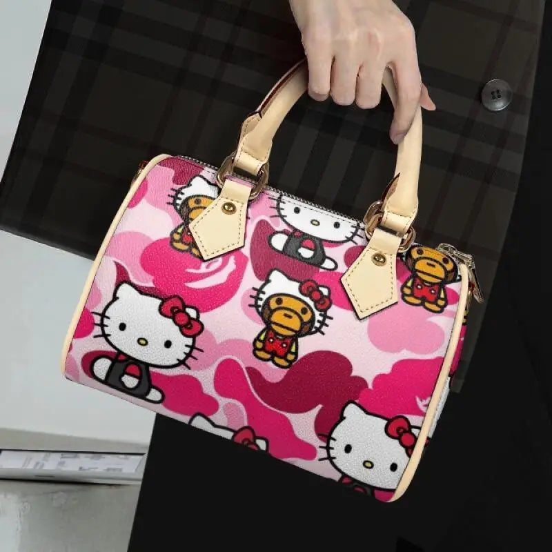 New Sanrio anime ladies two-color bag shoulder bag storage bag handbag wallet tote bag Hello Kitty custom handbag holiday gift