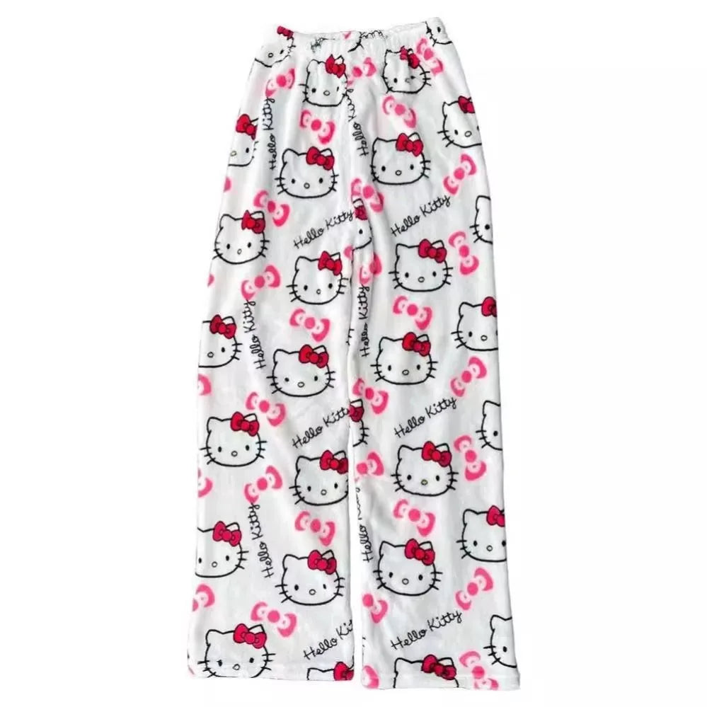 2026 New Hello Kitty Pajamas Pants Anime Women's Pajama Pants Cartoon Couple Home Sleepwear Trousers Leisure Home Clothing