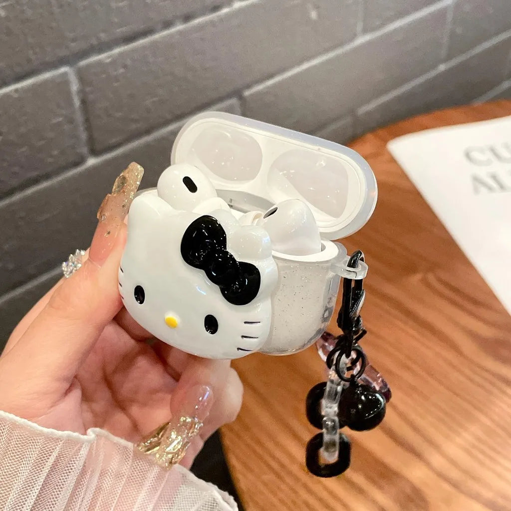 Cute Pink Hello KT Cat Cover for AirPods Pro3 Cartoon Earphone Case for Airpods Pro2 Pro 4 3 2 1 Protective Cover with Keychain