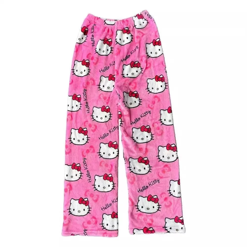 2026 New Hello Kitty Pajamas Pants Anime Women's Pajama Pants Cartoon Couple Home Sleepwear Trousers Leisure Home Clothing