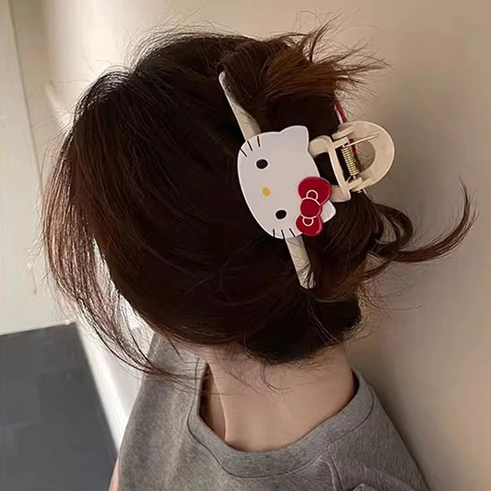 INS Style Sanrio Kitty Sanrio Hair Clip Korean Cartoon Large Hair Claw Headdress Accessory Clamp Girls Birthday Gift kawaii