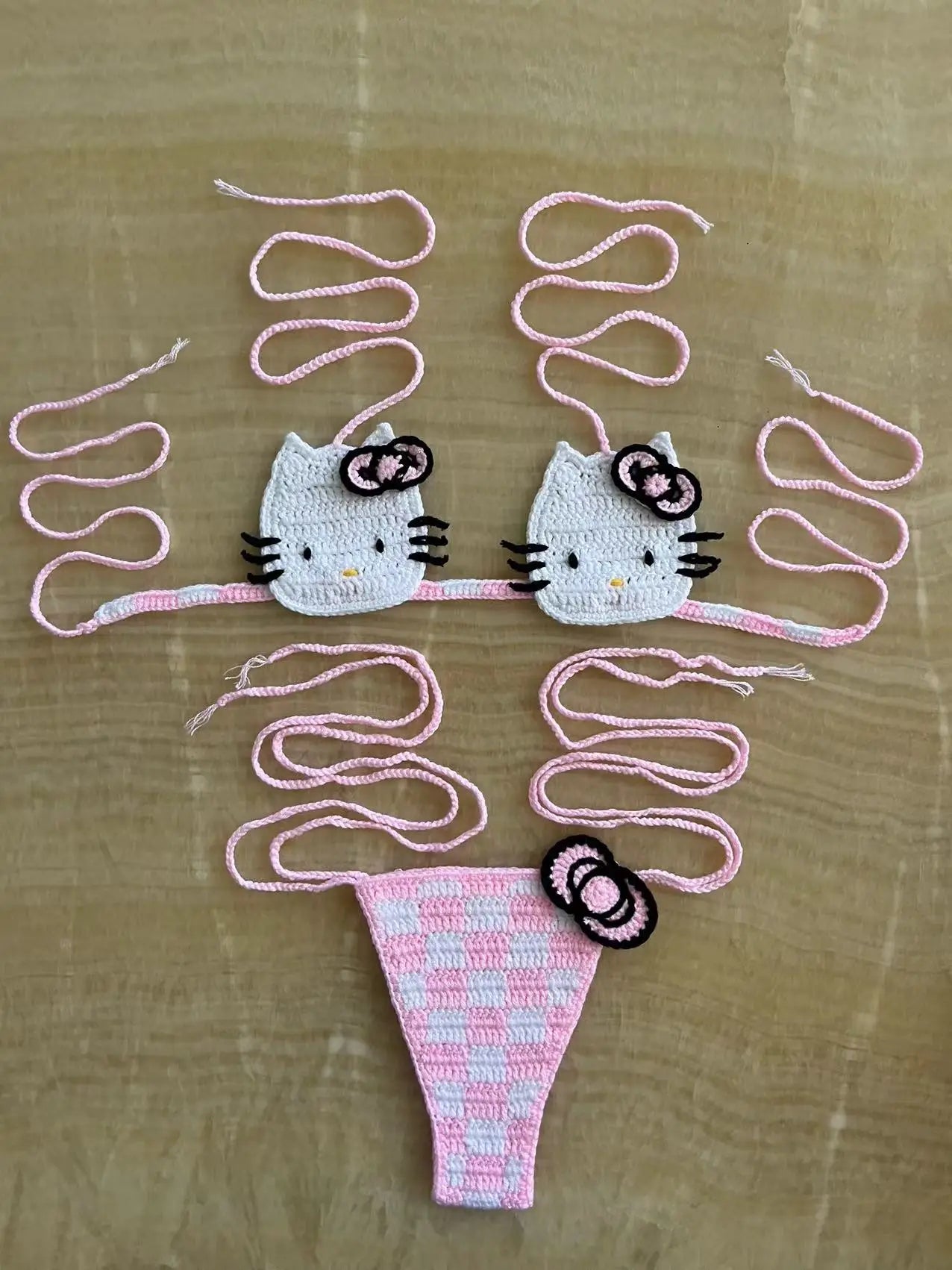 Hello Kitty Bikini Set Summer Beachwear Cute Cozy Y2K Style Swimsuit for Women Soft Strappy Panties Two Piece Swimsuit Bathing