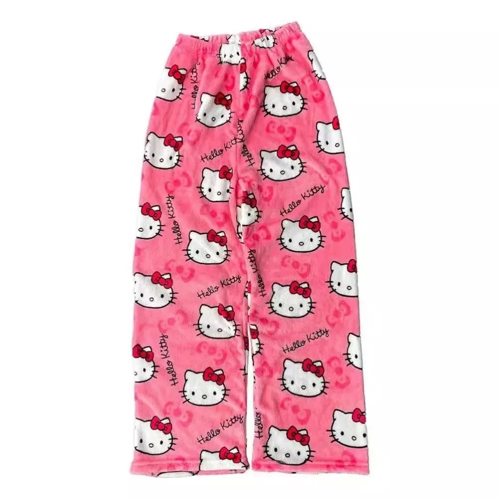 2026 New Hello Kitty Pajamas Pants Anime Women's Pajama Pants Cartoon Couple Home Sleepwear Trousers Leisure Home Clothing
