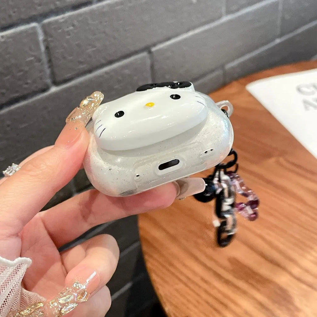 Cute Pink Hello KT Cat Cover for AirPods Pro3 Cartoon Earphone Case for Airpods Pro2 Pro 4 3 2 1 Protective Cover with Keychain