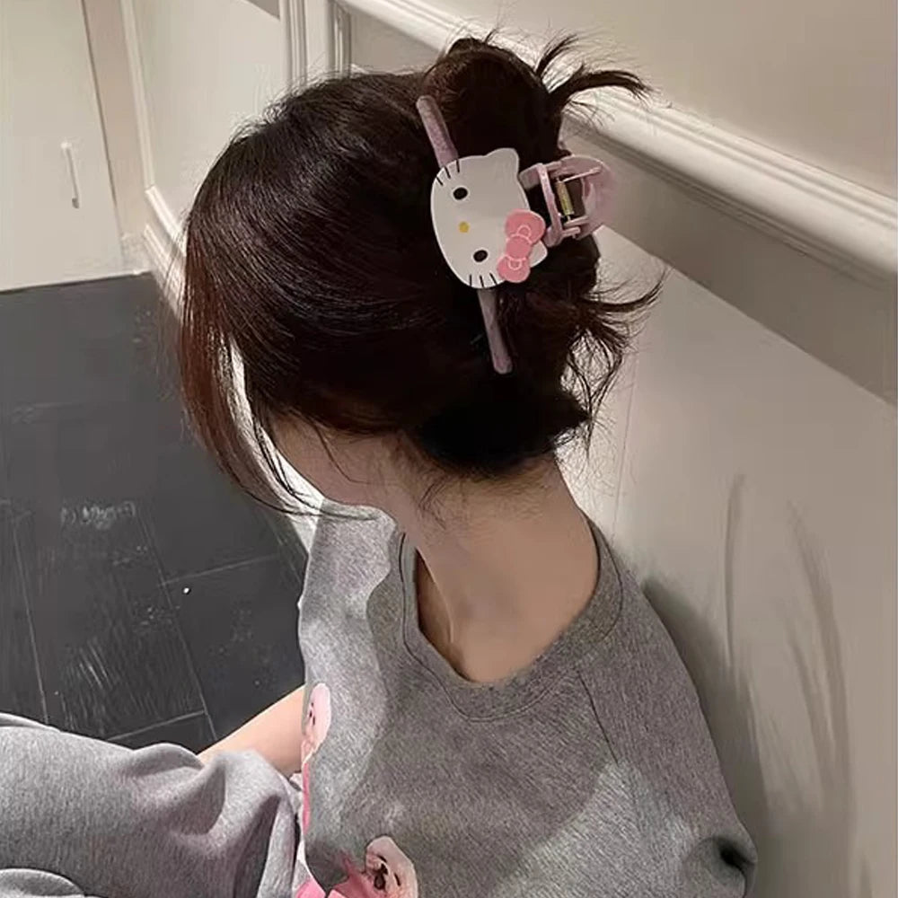 INS Style Sanrio Kitty Sanrio Hair Clip Korean Cartoon Large Hair Claw Headdress Accessory Clamp Girls Birthday Gift kawaii